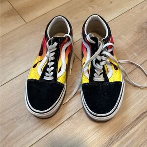 Vans Red and Yellow Flame Sneakers